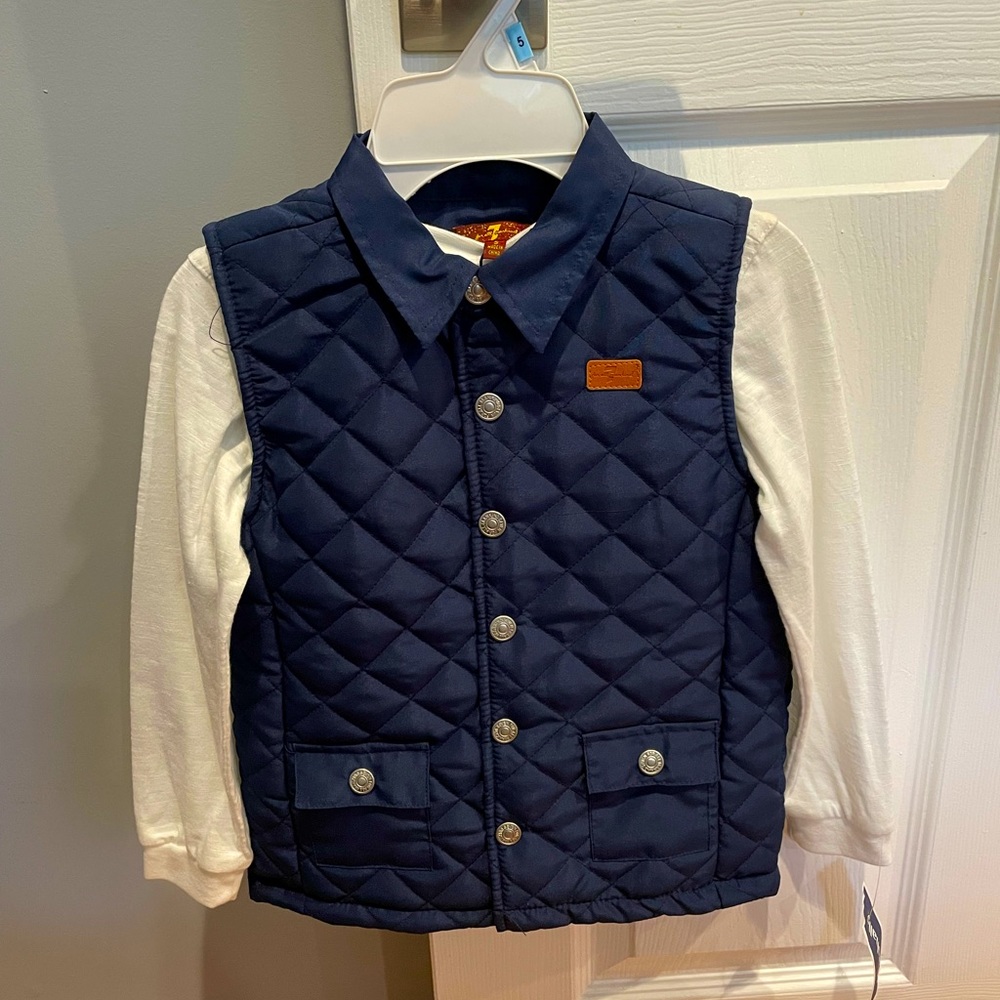 2pc Boys long sleeve shirt and quilted vest size 5